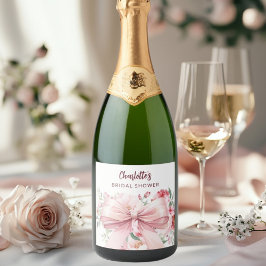 Etiquetas Para Vinos Espumosos Arco de flores rosadas para Despedida de Soltera