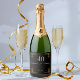 Etiquetas Para Vinos Espumosos Art Deco Birthday Black Gold Roaring 20's