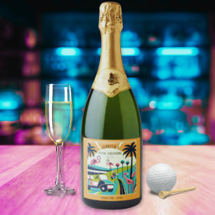 Etiquetas Para Vinos Espumosos Art Deco Golf 50 cumpleaños