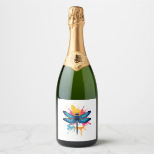 Etiquetas Para Vinos Espumosos Arte pop artístico colorido pintado Dragonfly