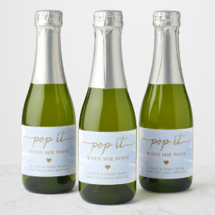 Etiquetas Para Vinos Espumosos Azul acuarela Baby Shower Favor Sparkling Wine