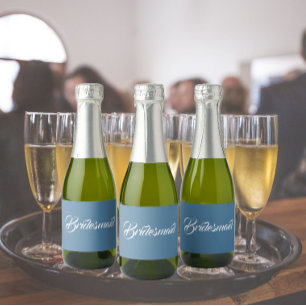 Etiquetas Para Vinos Espumosos Azul Francés Bodas de Damas de Honor con Letra Est