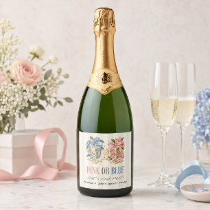 Etiquetas Para Vinos Espumosos Azulejos de Mahjong Rosa o Azul Revelación de Géne