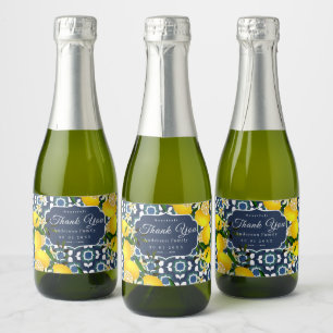 Etiquetas Para Vinos Espumosos Azulejos Mediterráneos Limón Azul Marino Blanco