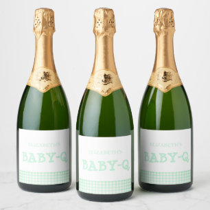 Etiquetas Para Vinos Espumosos Baby-Q Verde Menta Cuadros Baby Shower