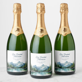 Etiquetas Para Vinos Espumosos Baby Shower Aventura Rústica de Bosque y Montaña