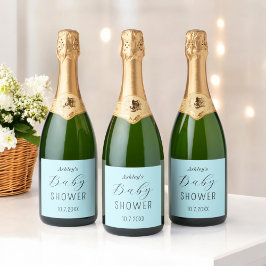 Etiquetas Para Vinos Espumosos Baby Shower Blue Elegant