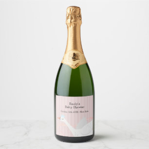 Etiquetas Para Vinos Espumosos Baby Shower de Swan de Princesa Británica Moderna 