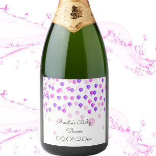 Etiquetas Para Vinos Espumosos Baby Shower personalizado con globo rosa