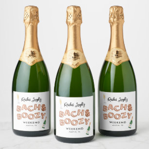 Etiquetas Para Vinos Espumosos Bach & Boozy Rosa Gold Bachelorette Weekend