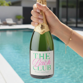 Etiquetas Para Vinos Espumosos Bach Club Moderna Bachelorette Verde Rosa