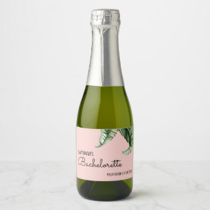 Etiquetas Para Vinos Espumosos Bachelorette Favor de la Hoja de Banana Moderna de
