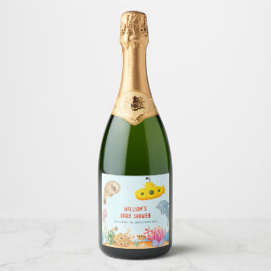 Etiquetas Para Vinos Espumosos Bajo el mar Baby Shower Náutico Marino