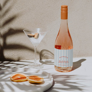 Etiquetas Para Vinos Espumosos Bandas Retro Rojas y Azules Bachelorette