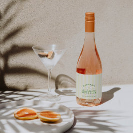 Etiquetas Para Vinos Espumosos Bandas Retro Verde y Amarilla Bachelorette