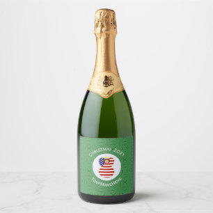 Etiquetas Para Vinos Espumosos Bandera de Navidad de Ángel Personalizada EEUU Cab