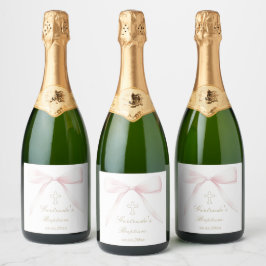 Etiquetas Para Vinos Espumosos Baptismo niña de arco rosa