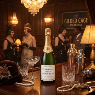 Etiquetas Para Vinos Espumosos Bar Privado Personalizado de la Época de la Prohib