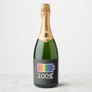 Etiquetas Para Vinos Espumosos Batería 100% gay Graciosa LGBT Pride Month Equalit