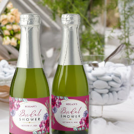 Etiquetas Para Vinos Espumosos Batería de la Marina de Borgoña Azul Bloom Bridal 