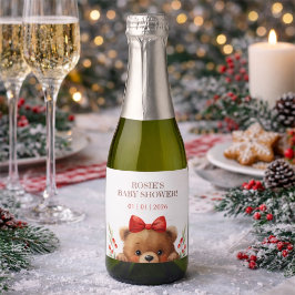 Etiquetas Para Vinos Espumosos Bebé Oso y Bayas de Serbal Baby Shower