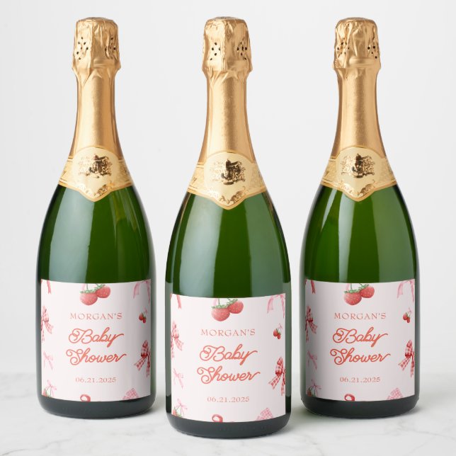 Etiquetas Para Vinos Espumosos Berry Sweet Baby Shower Sparkling Wine Label Set (Botellas)