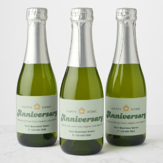 Etiquetas Para Vinos Espumosos Bienes Raíces Verde Retro Gracias por el Aniversar