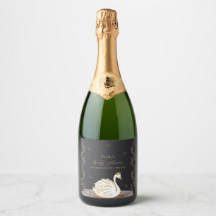 Etiquetas Para Vinos Espumosos Black Gold Princess Swan Butterfly Baby Shower