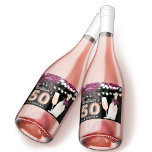 Etiquetas Para Vinos Espumosos Black Wine Luxury 50th Birthday Personalizado<br><div class="desc">Diseño de cumpleaños Rosa Wine Luxury. En la colección Fine Like Wine se pueden encontrar productos que coincidan.</div>