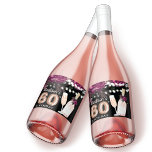 Etiquetas Para Vinos Espumosos Black Wine Luxury 60th Birthday Personalizado<br><div class="desc">Diseño de cumpleaños Rosa Wine Luxury. En la colección Fine Like Wine se pueden encontrar productos que coincidan.</div>