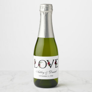 Etiquetas Para Vinos Espumosos Blue Burgundy Watercolor Floral Love Boda Mini