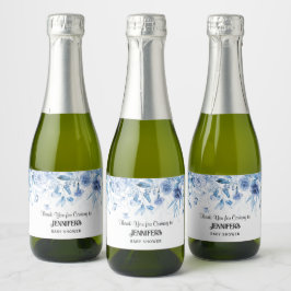 Etiquetas Para Vinos Espumosos Blue Floral Drop, Boy Baby Shower Gracias A Favor,