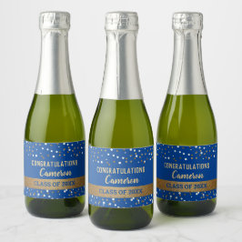 Etiquetas Para Vinos Espumosos Blue Gold Felicitaciones Graduate Name Year