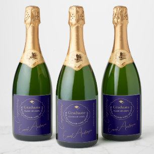 Etiquetas Para Vinos Espumosos Blue Modern Felicitaciones Graduación Graduada