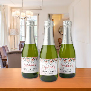 Etiquetas Para Vinos Espumosos Blush Pink Watercolor Floral Bridal Shower