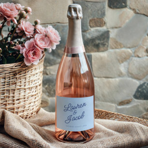 Etiquetas Para Vinos Espumosos Boda Azul Minimalista Mínima Moderna