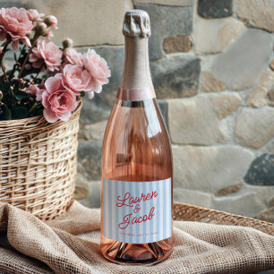 Etiquetas Para Vinos Espumosos Boda Azul Minimalista Mínimo Moderno Rayas Rojas