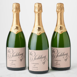 Etiquetas Para Vinos Espumosos Boda Beige de caligrafía moderna