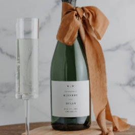 Etiquetas Para Vinos Espumosos Boda blanco y negro Minimalista simple