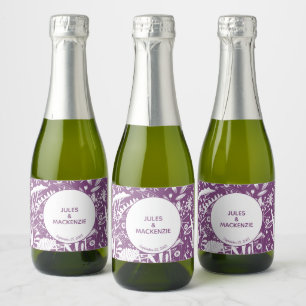 Etiquetas Para Vinos Espumosos Boda botánico púrpura moderno