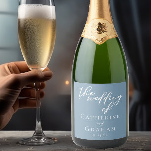 Etiquetas Para Vinos Espumosos Boda costero de la tipografía azul turquesa