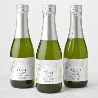 Etiquetas Para Vinos Espumosos Boda de acuarela de las flores de hidrangea blanca