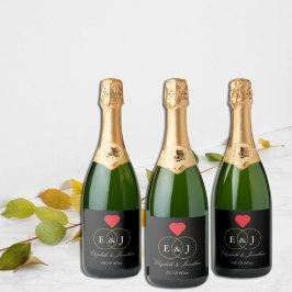 Etiquetas Para Vinos Espumosos Boda de anillos entrelazados