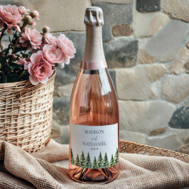Etiquetas Para Vinos Espumosos Boda de bosques de pinos de nieve en invierno mini