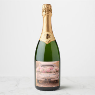 Etiquetas Para Vinos Espumosos Boda de Camioneta Vintage con Nombre Personalizado