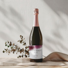 Etiquetas Para Vinos Espumosos Boda de color de agua de Borgoña - Elegante