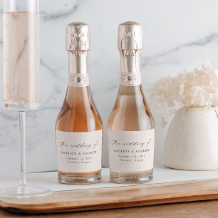 Etiquetas Para Vinos Espumosos Boda de Crema de Letra Elegante Moderna