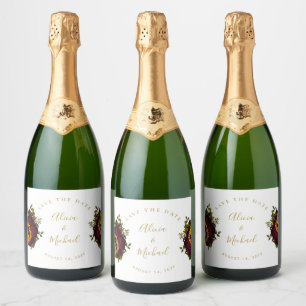 Etiquetas Para Vinos Espumosos Boda de escritura floral elegante rustica fecha de