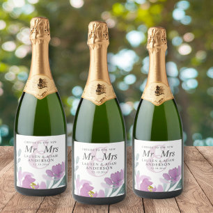 Etiquetas Para Vinos Espumosos Boda de flores acuarela boho rosa