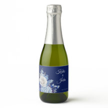 Boda de flores azul acuarela -